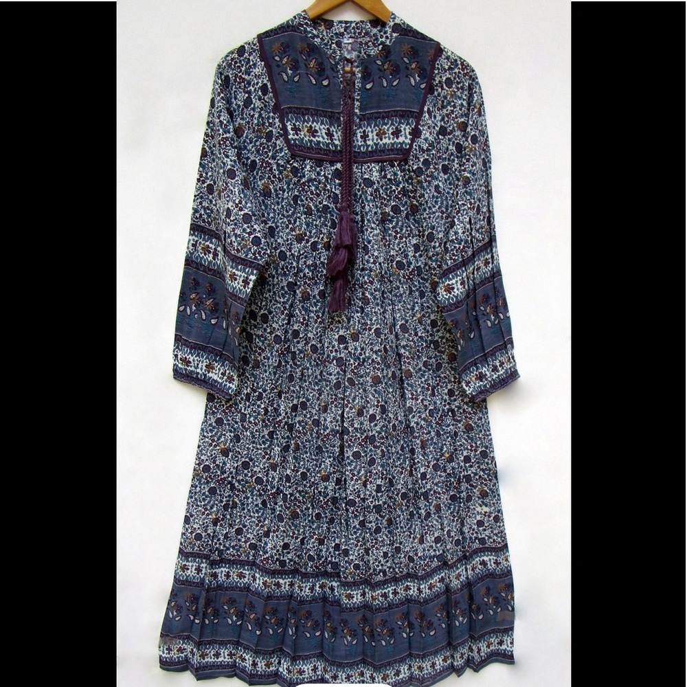 Boho Maternity Maxi Dress India Block Print tassels